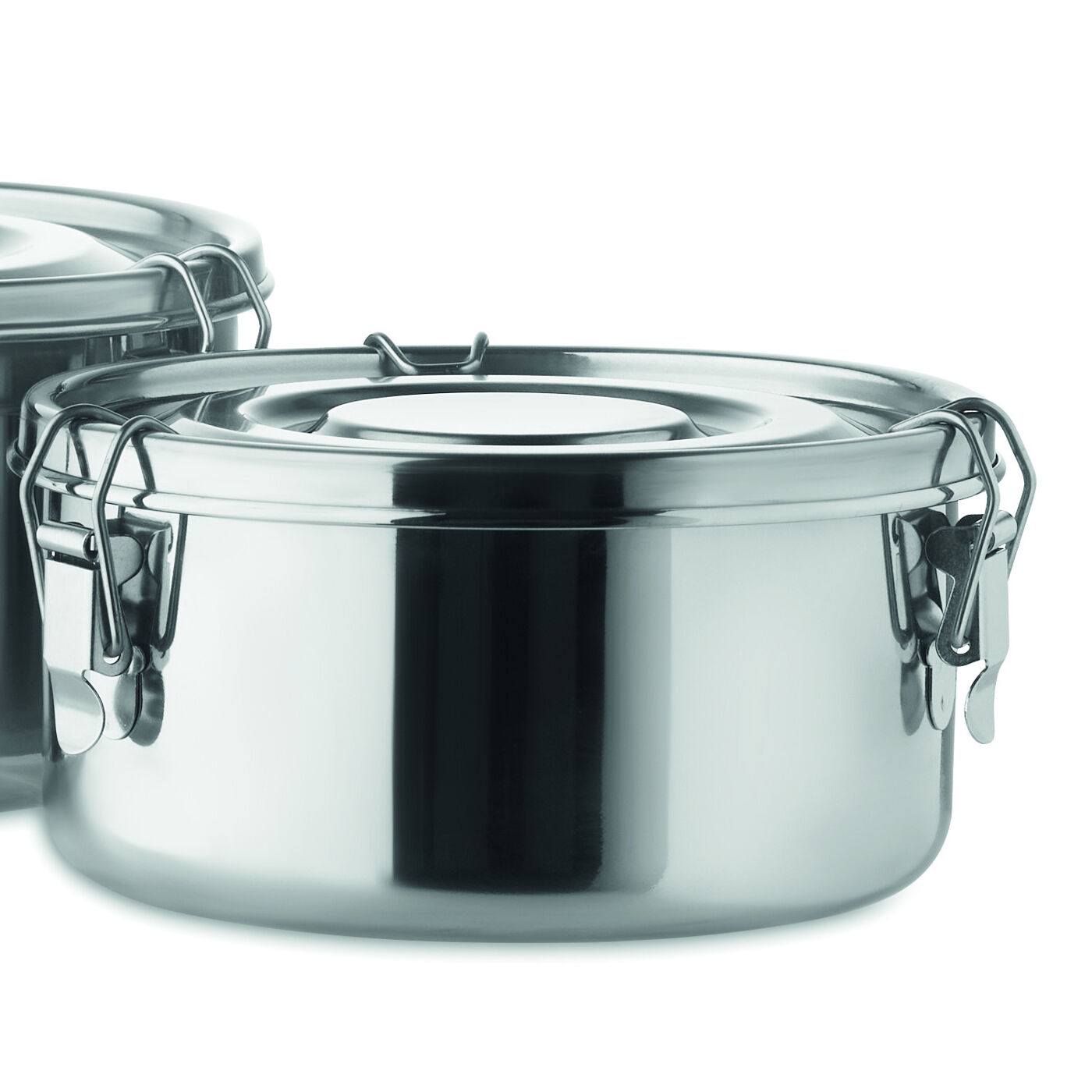 Set of Two Round Stainless Steel Lunch Boxes