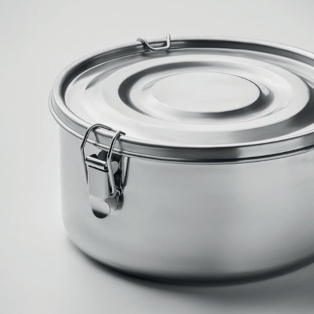 Set of Two Round Stainless Steel Lunch Boxes