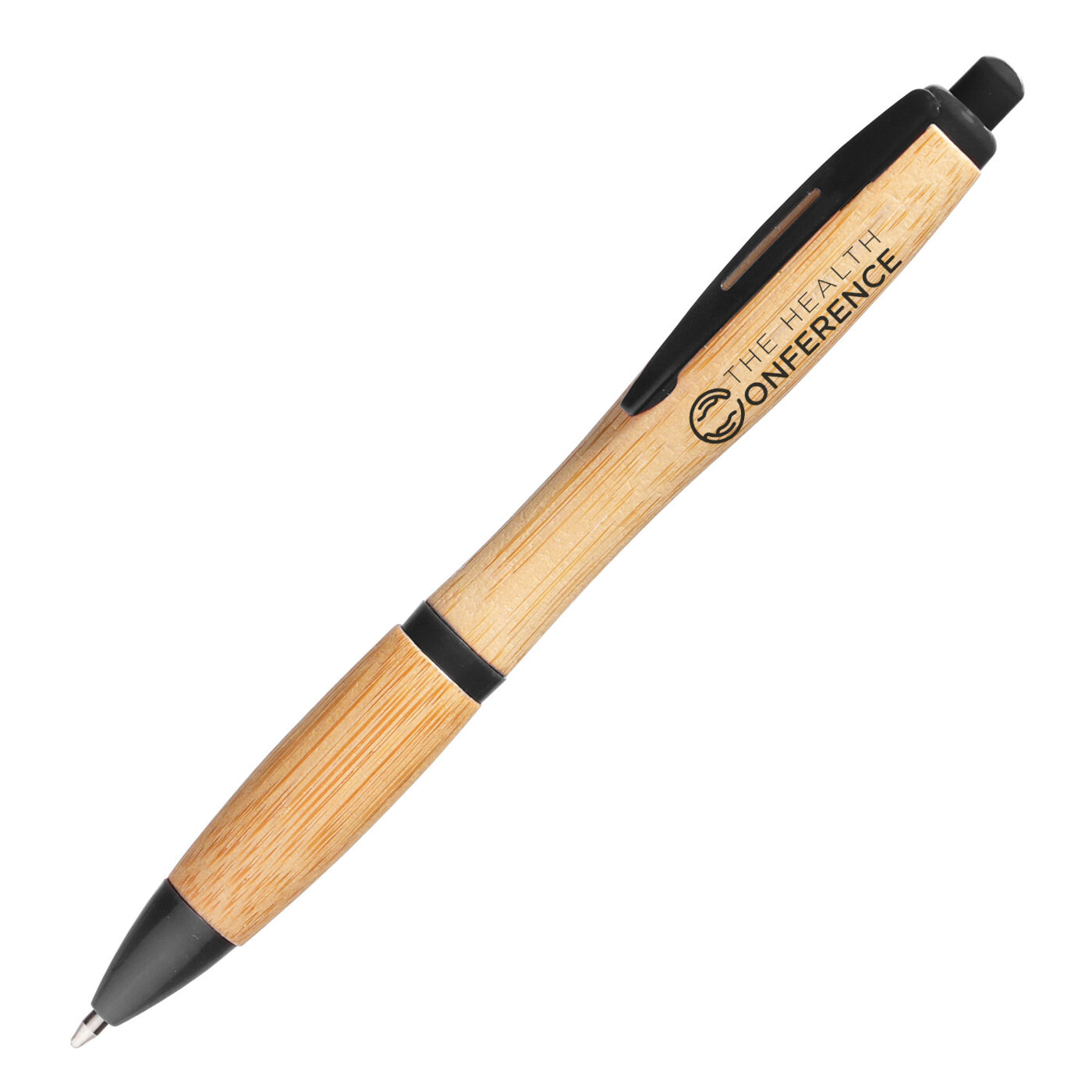 Shanghai Bamboo Ball Pen (black trim with sample branding)