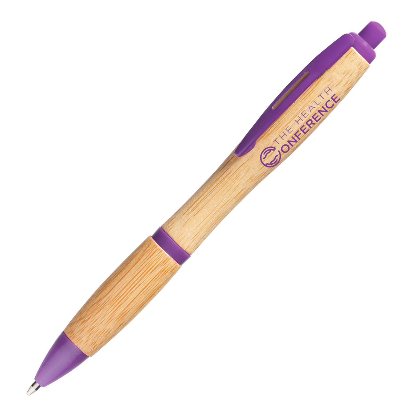 Shanghai Bamboo Ball Pen (purple trim with sample branding)