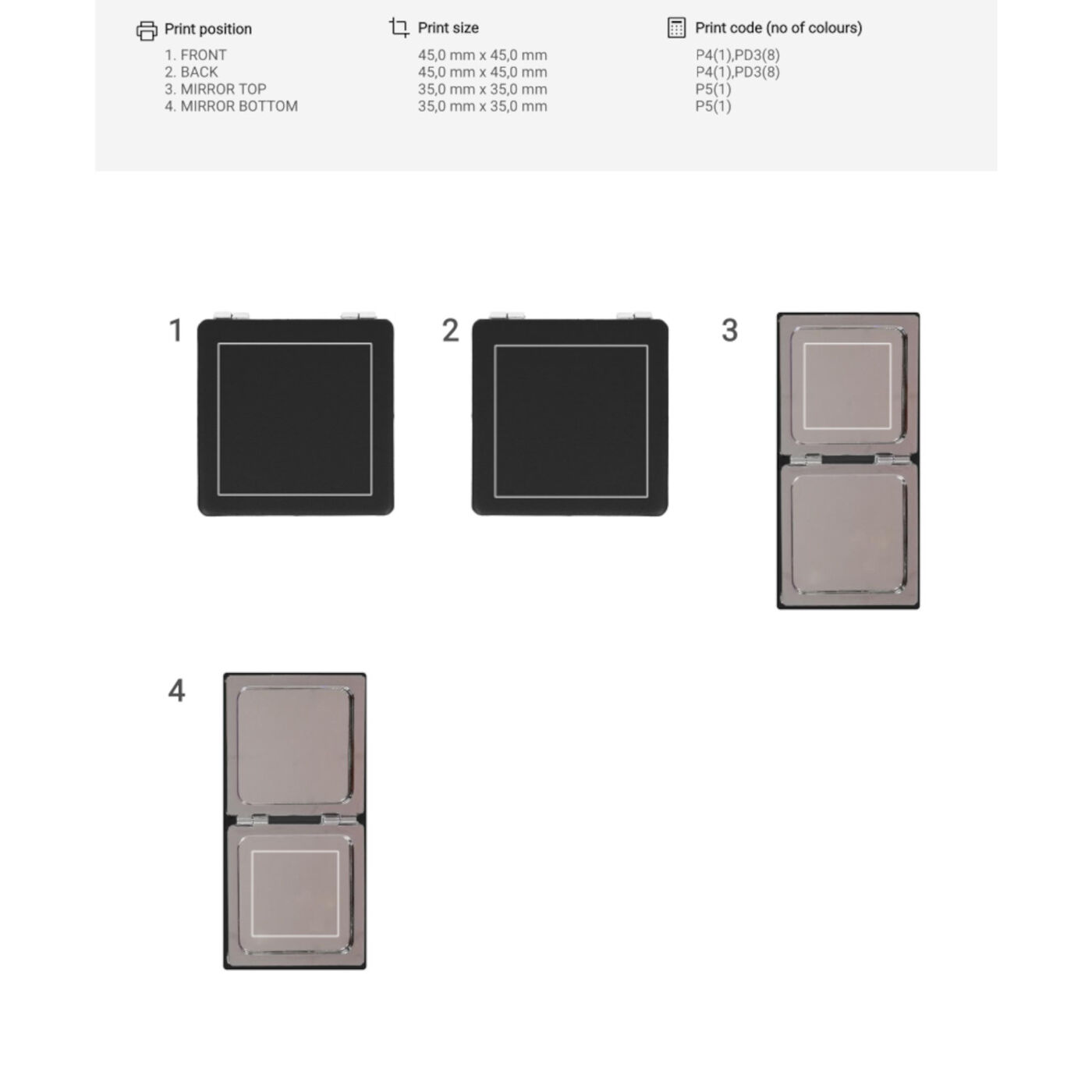 Square Double Mirror with Magnetic Closure (print template)