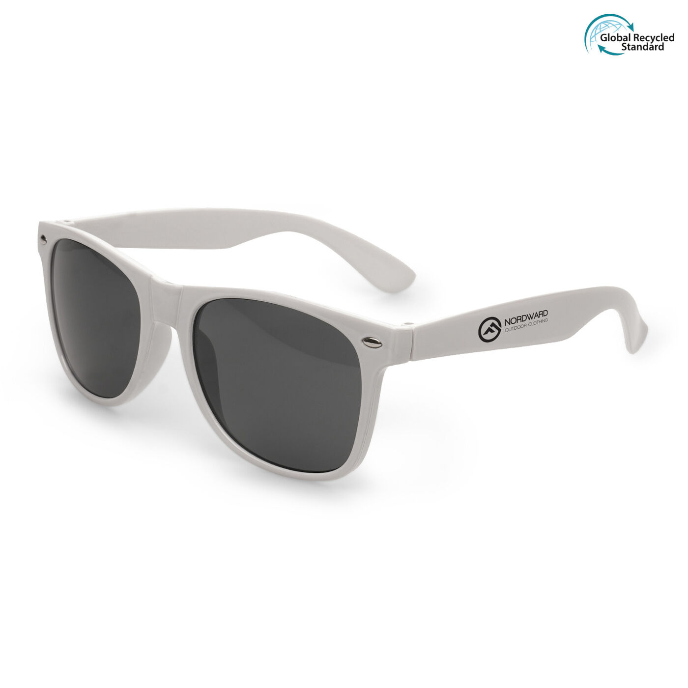 Sunny Recycled Sunglasses (in white with sample branding)