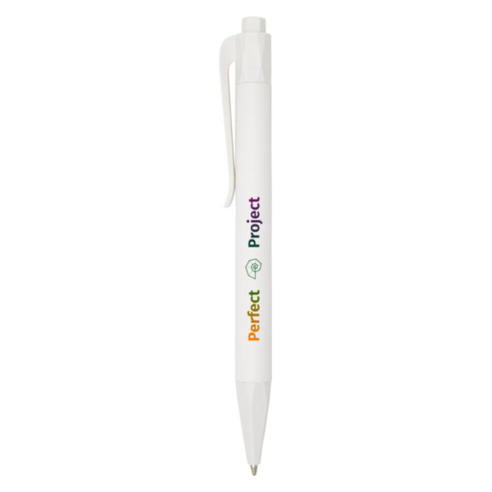 Terra Corn Bioplastic Ballpoint Pen (white with sample branding)