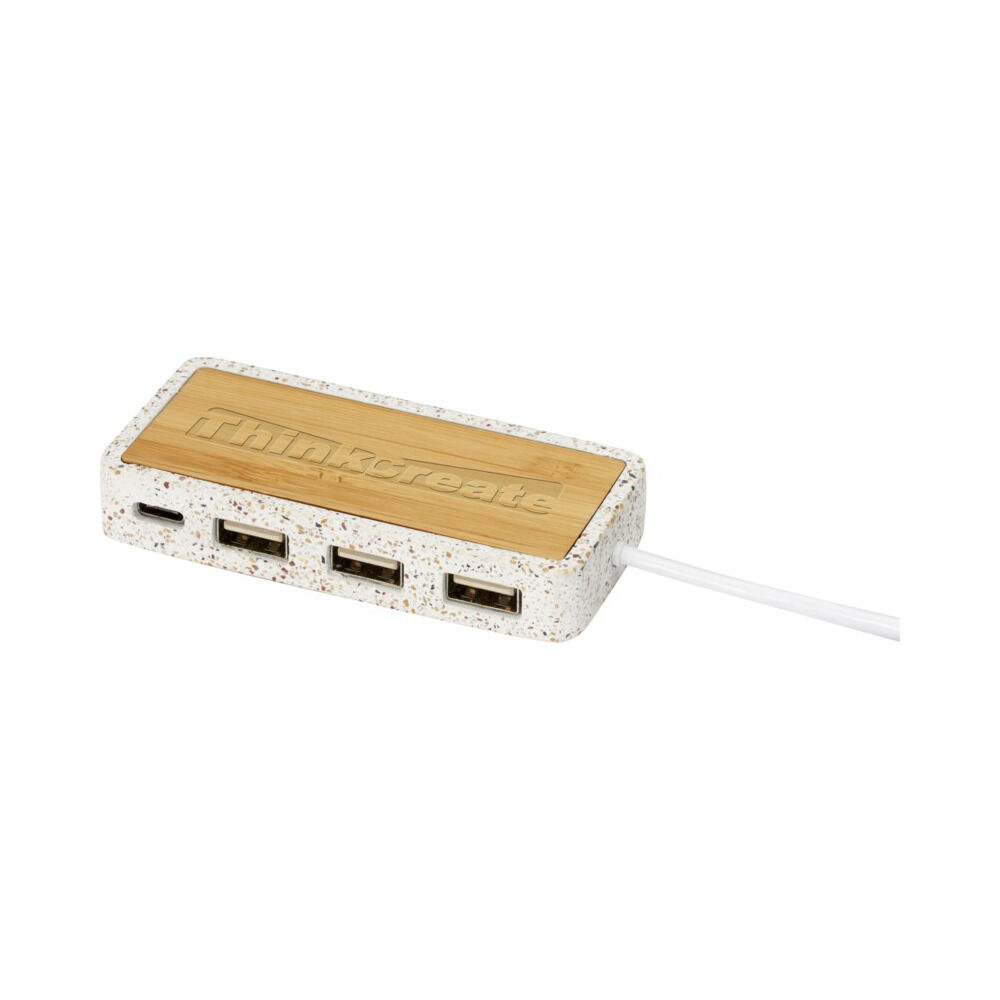 Terrazzo Bamboo USB Hub (sample branding)