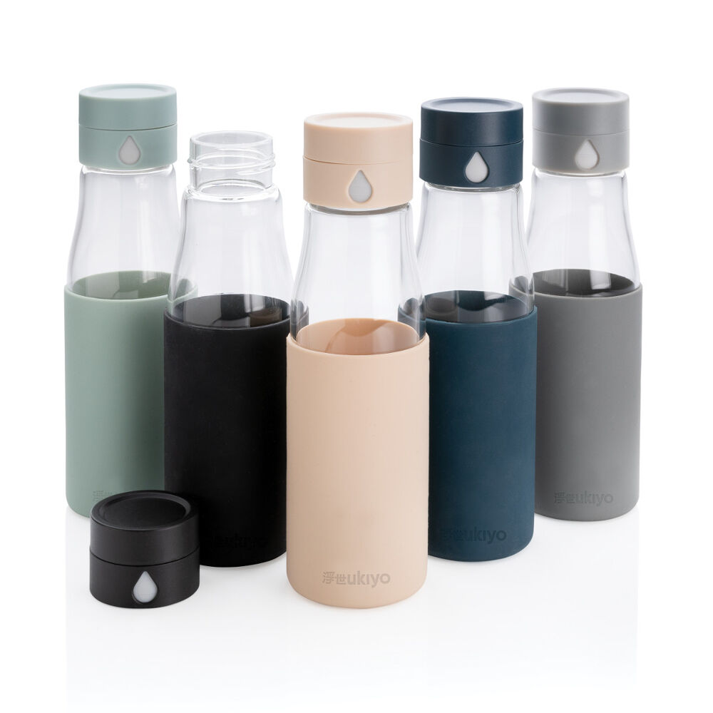 Ukiyo Glass Water Bottle with Hydration Tracker