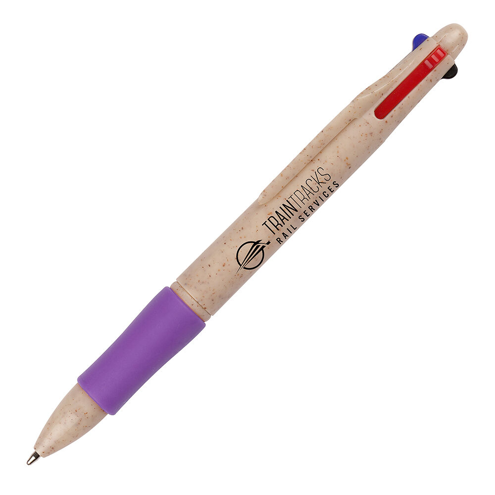 Wheat Quad 4-Colour Ball Pen (sample branding)