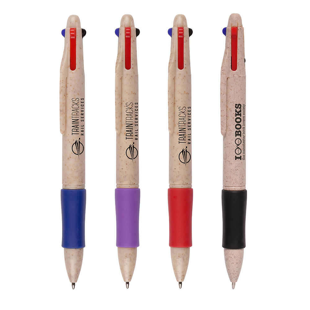 Wheat Quad 4-Colour Ball Pen (sample branding)