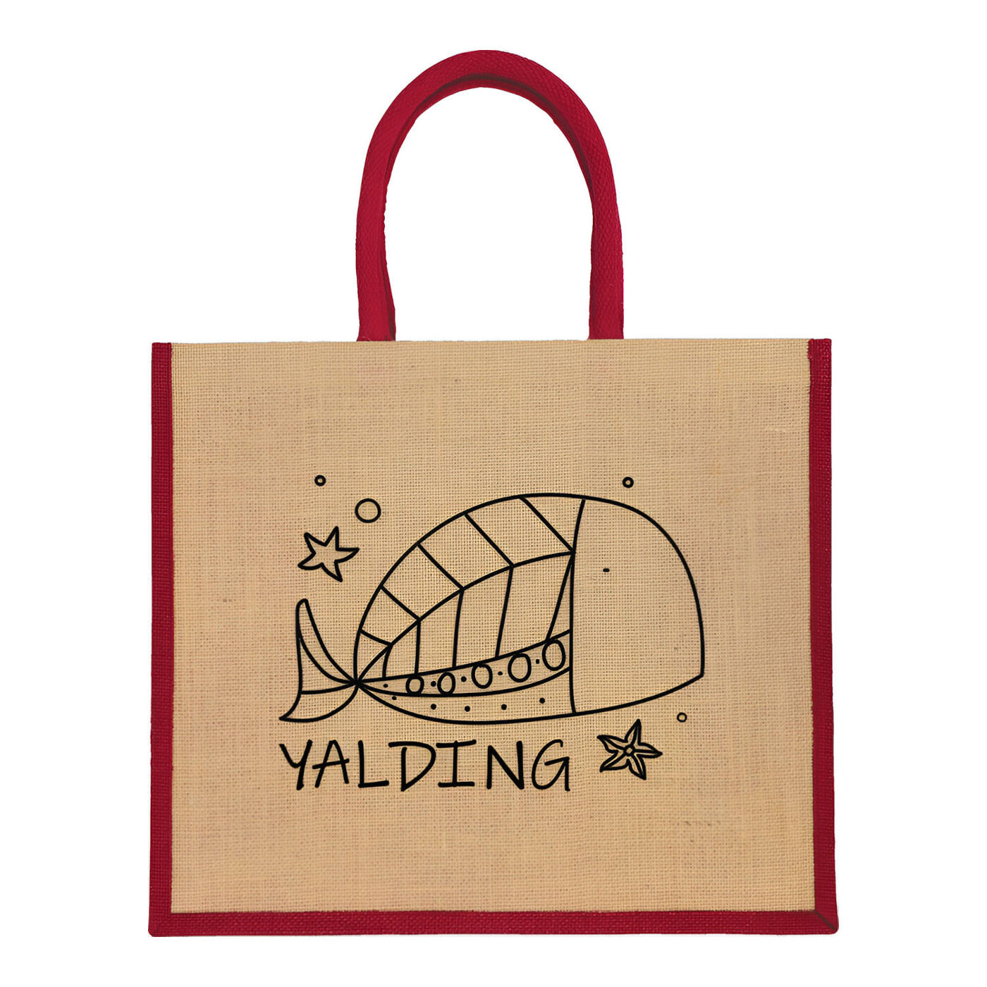 Yalding Eco Jute Shopper Tote Accents (red with sample branding)