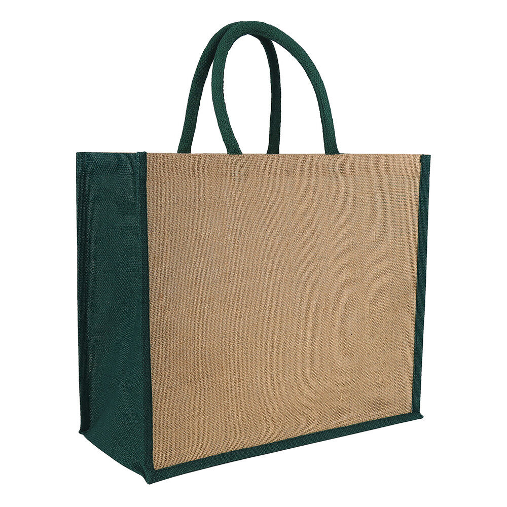 Yalding Eco Jute Shopper Tote Accents (forest green)