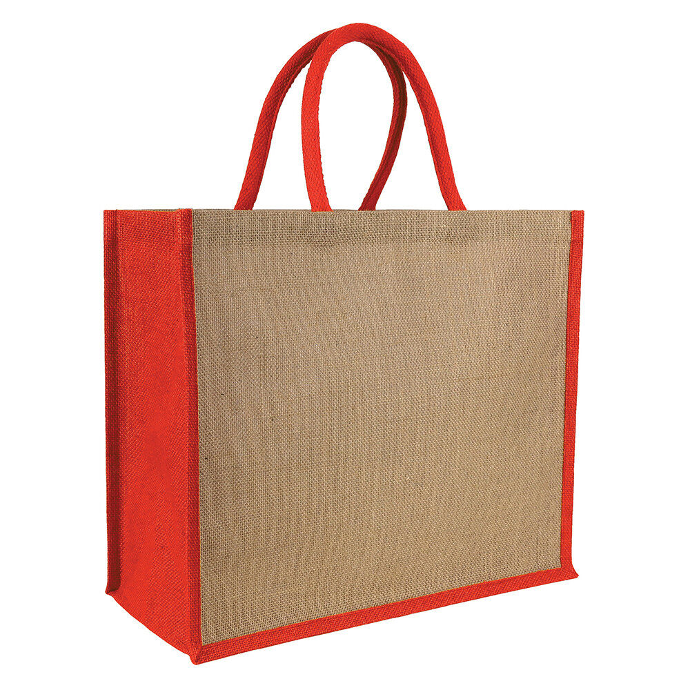 Yalding Eco Jute Shopper Tote Accents (orange)