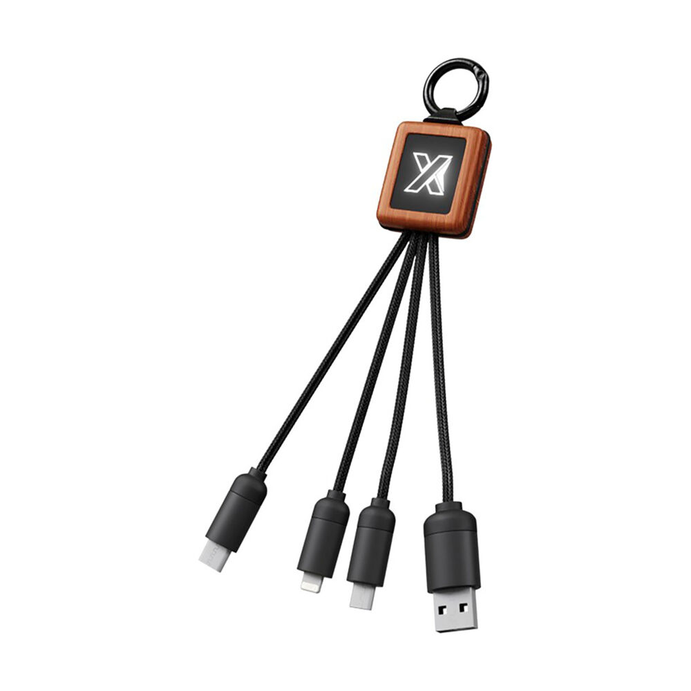 3-in-1 wooden cable with light-up logo