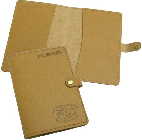 Leather Passport & Business Card Wallet Embossed