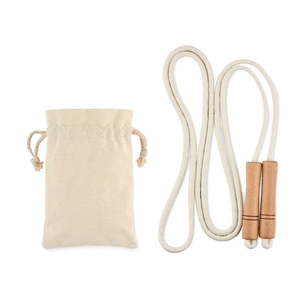 All-natural skipping rope with wood handles