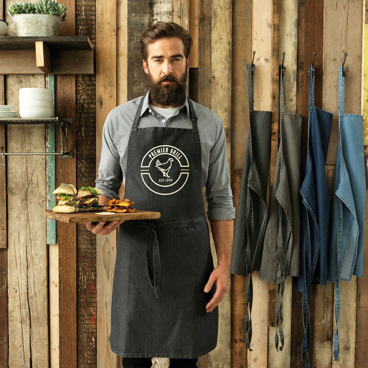 Denim Bib Apron No Pocket