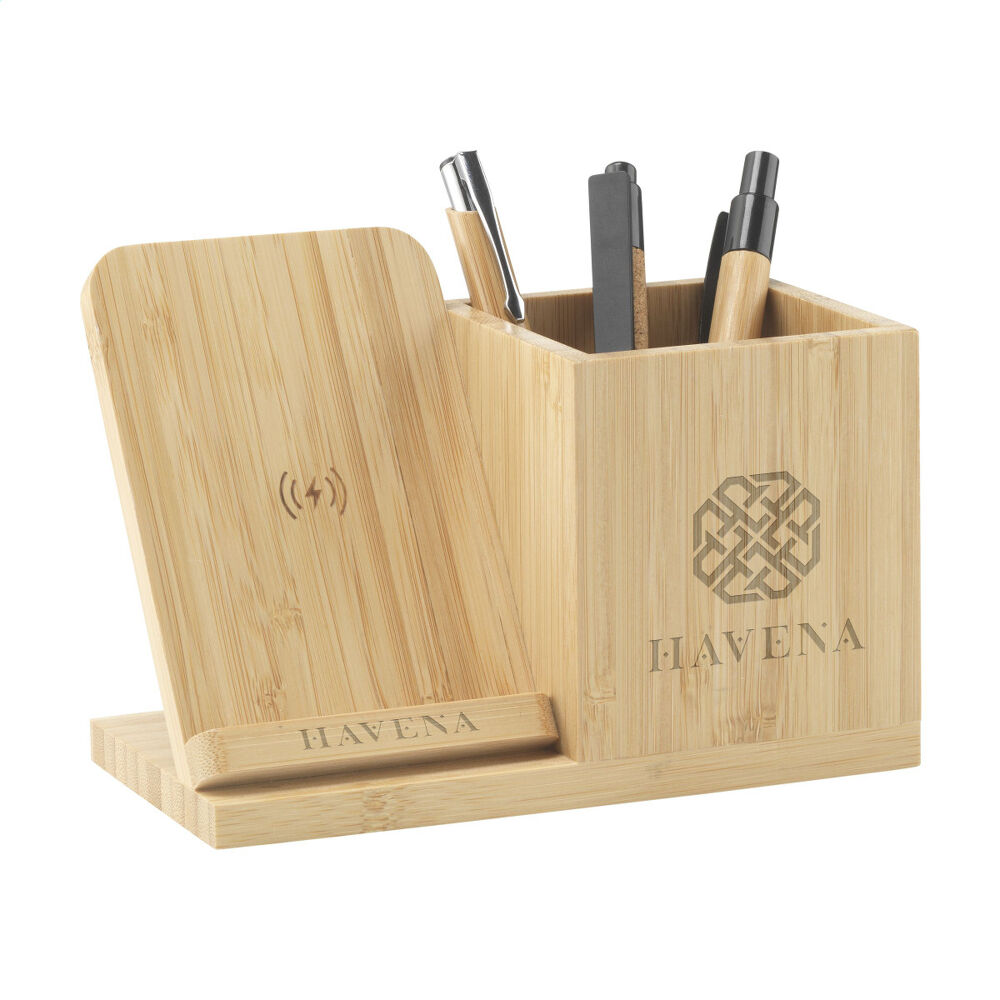 Bamboo Charging Stand Penholder