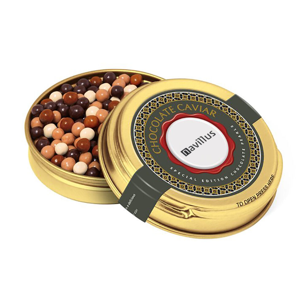Chocolate Pearls in Caviar Tins