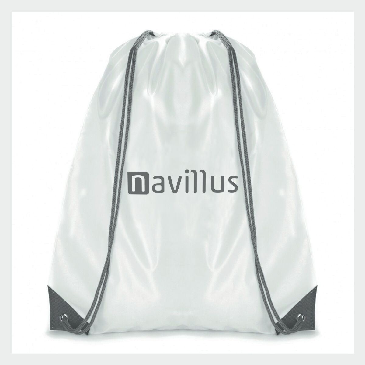 Contrast White Drawstring Bag in Grey Colour