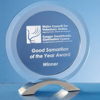 Engraved Circular Smoked Glass Awards