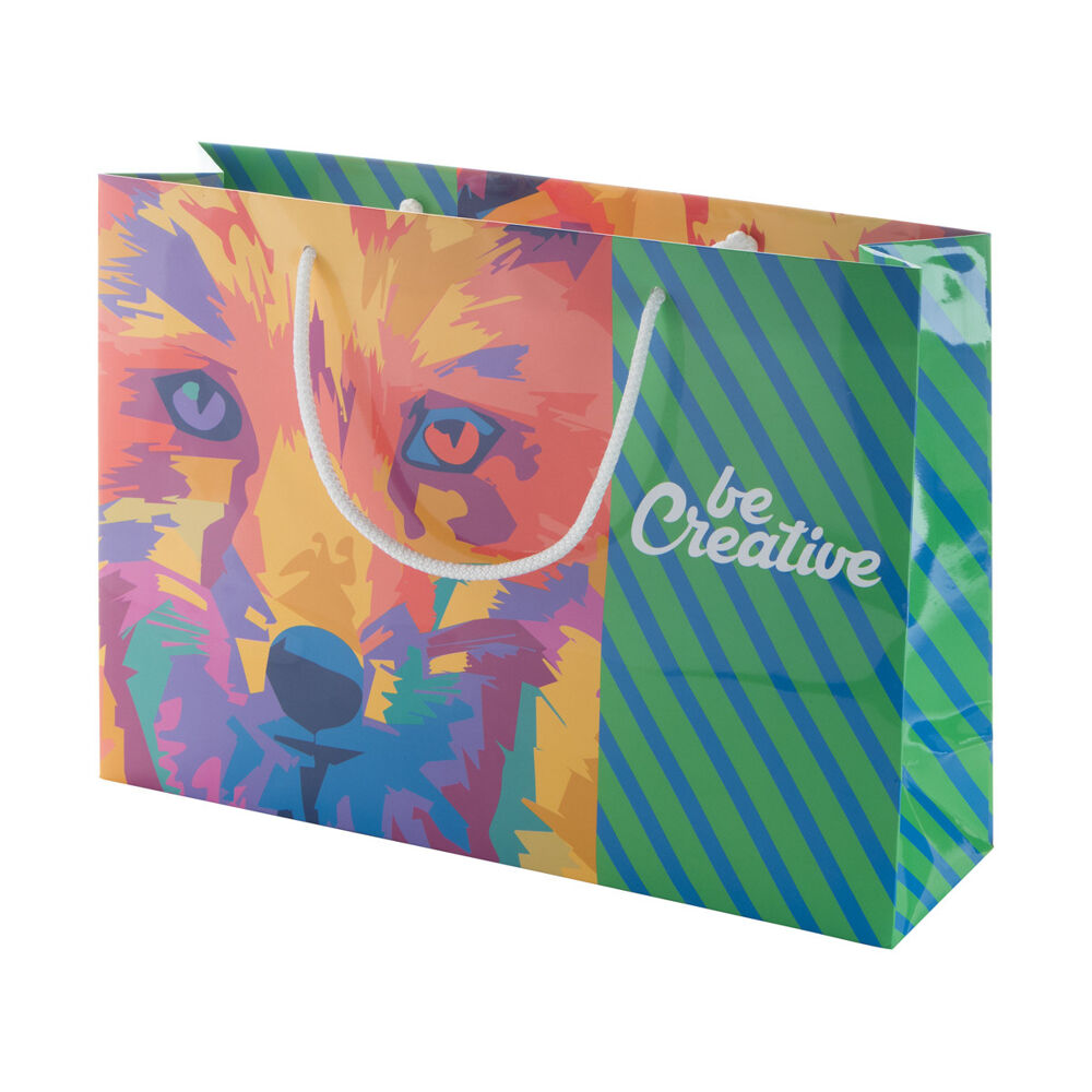 Extra-wide custom-made paper shopping bag