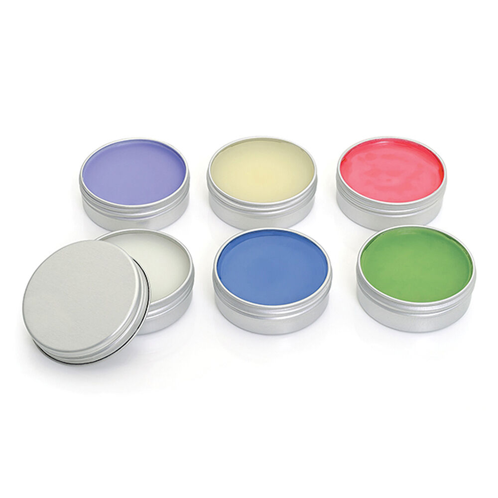 Lip Balm in a silver metal tin with screw on lid