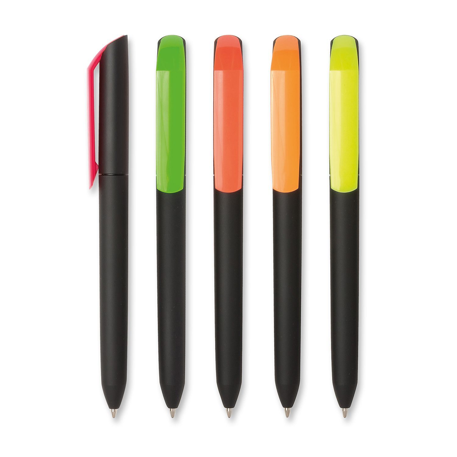 Pure Soft Black Pen with Neon Coloured Clip