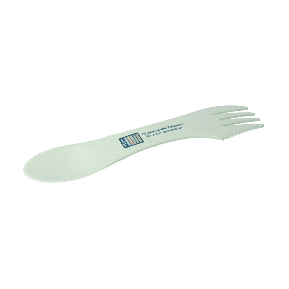 Recycled Plastic rHIPS Spork (colour: seaweed)