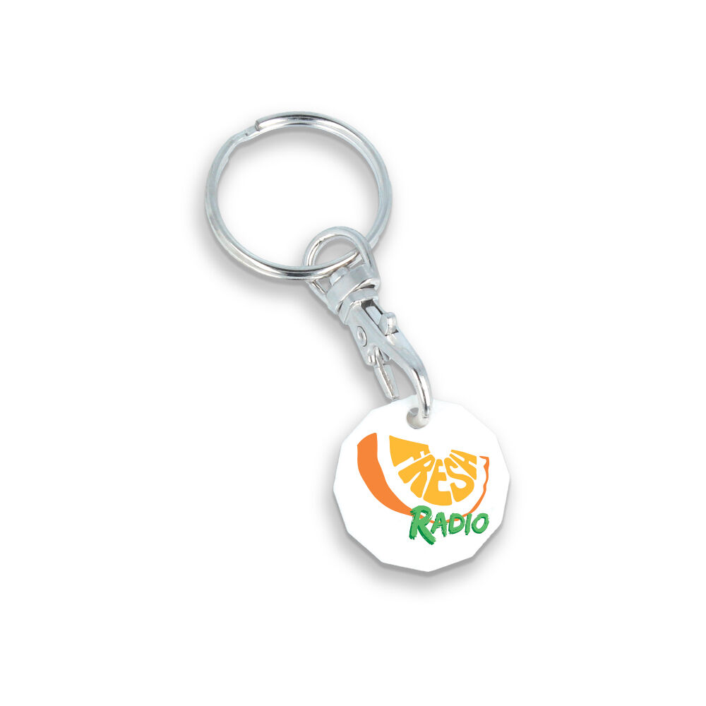 Trolley Coin Keyring in Recycled Plastic