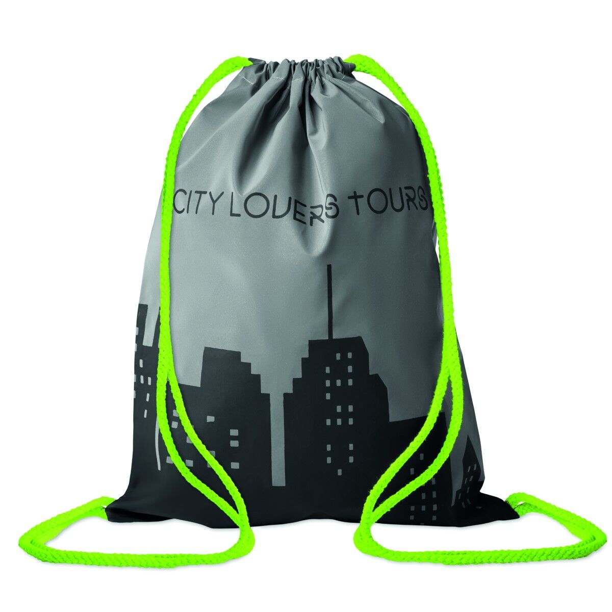 Reflective drawstring bag - Neon Green cords