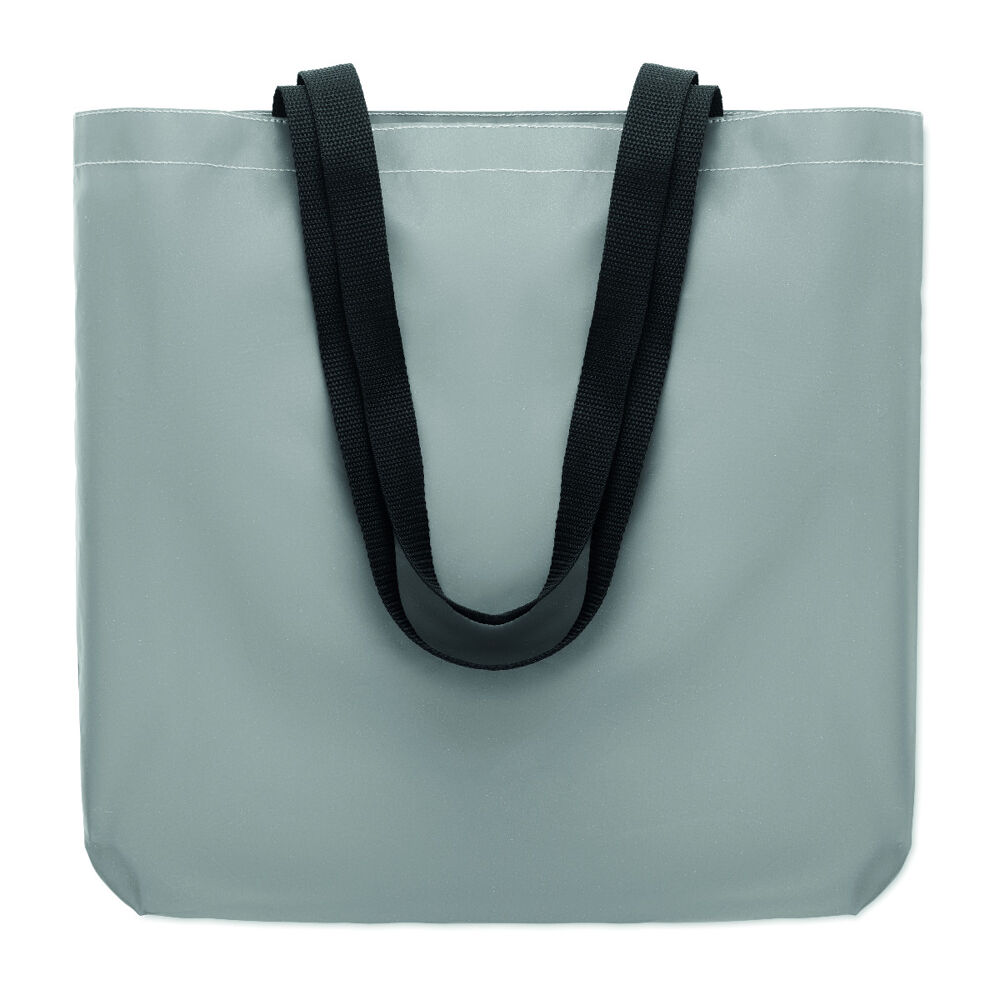 Reflective shopping bag with long handles