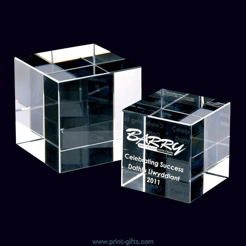 Optical Crystal Engraved Cube Award