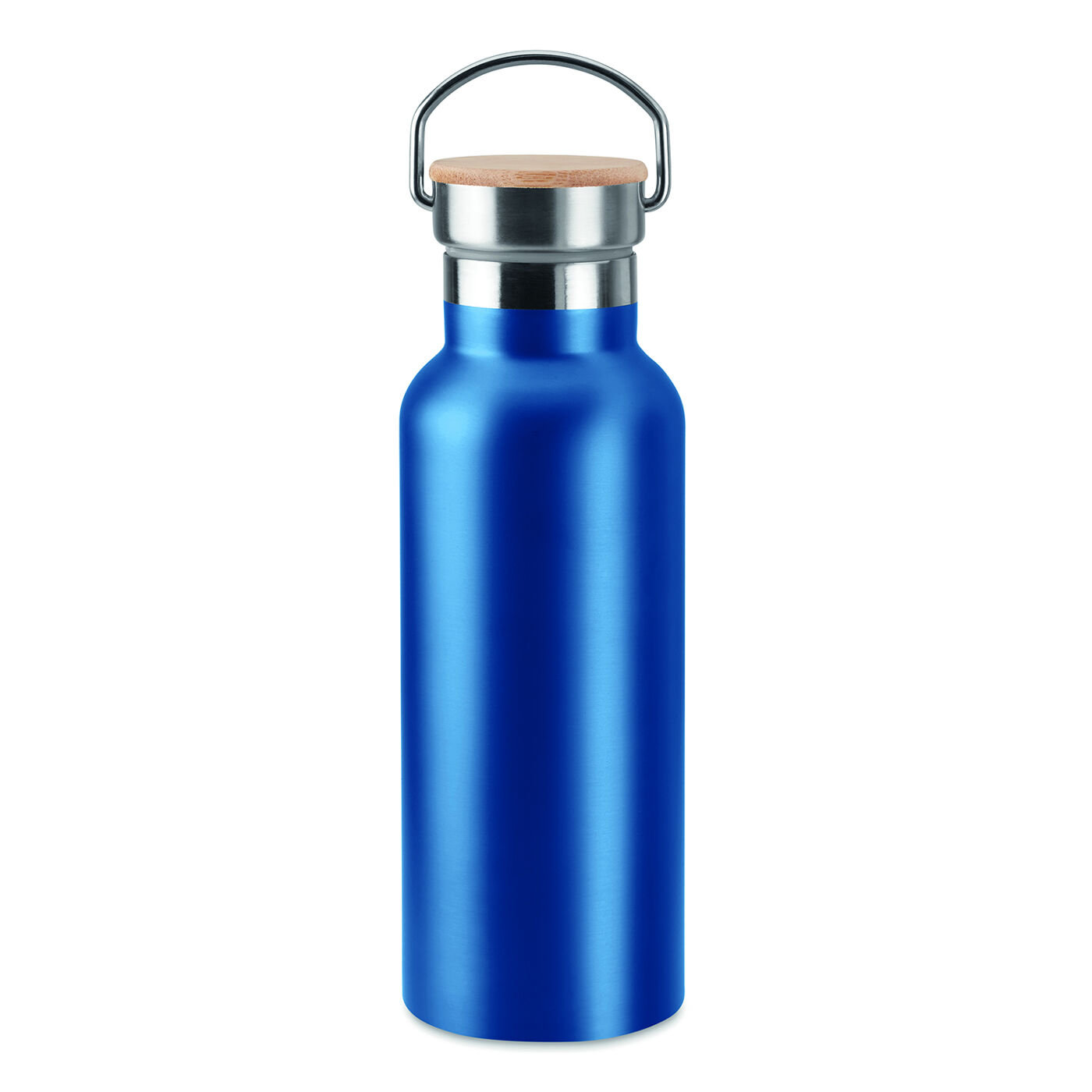 Stainless Steel Vacuum Flask with Bamboo Lid & Carrying Handle