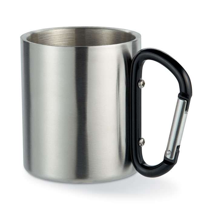 Steel mug with carabiner handle - Black