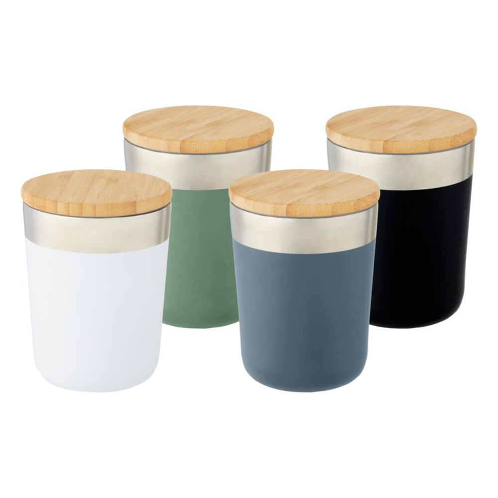 Vacuum insulated stainless steel tumbler with bamboo lid
