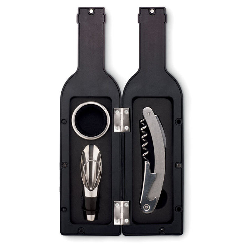 Wine set presented in bottle shaped box