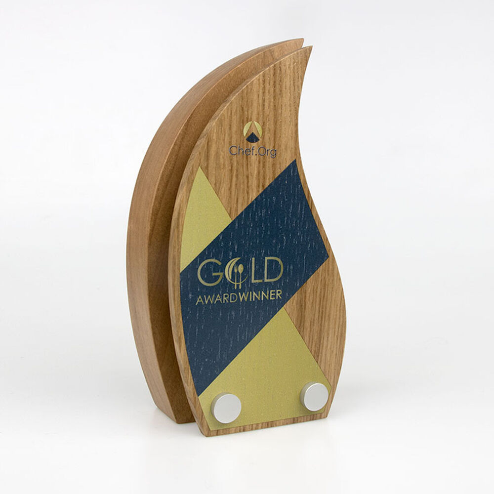 Wooden Achievement Awards with Contrasting Face