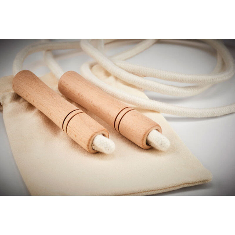 All-natural skipping rope with wood handles