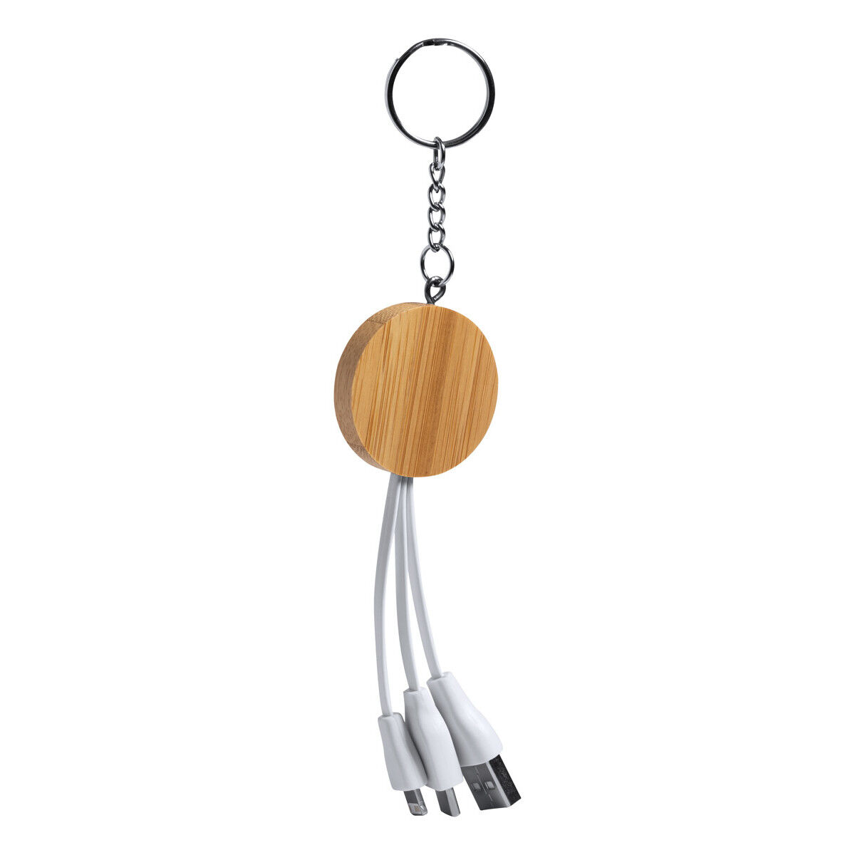 Bamboo Keyring USB Charger Cable