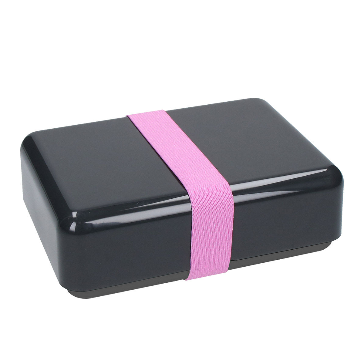 Bioplastic Natural Lunch Box in Black with pink strap