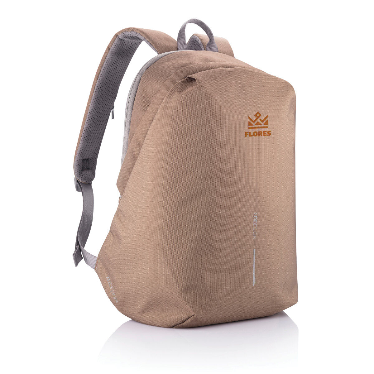 Bobby Soft, anti-theft backpack (brown, with sample branding)