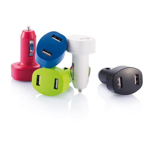 Double USB Car Charger for Branding Red
