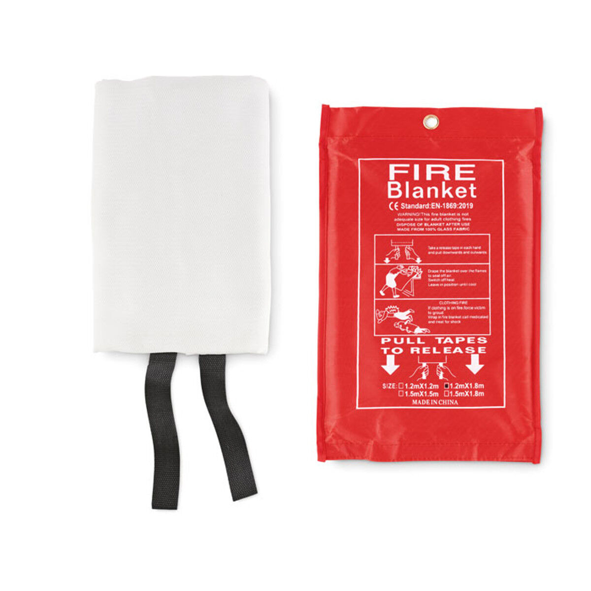 Fire Blanket in Custom Printed Pouch (contents)
