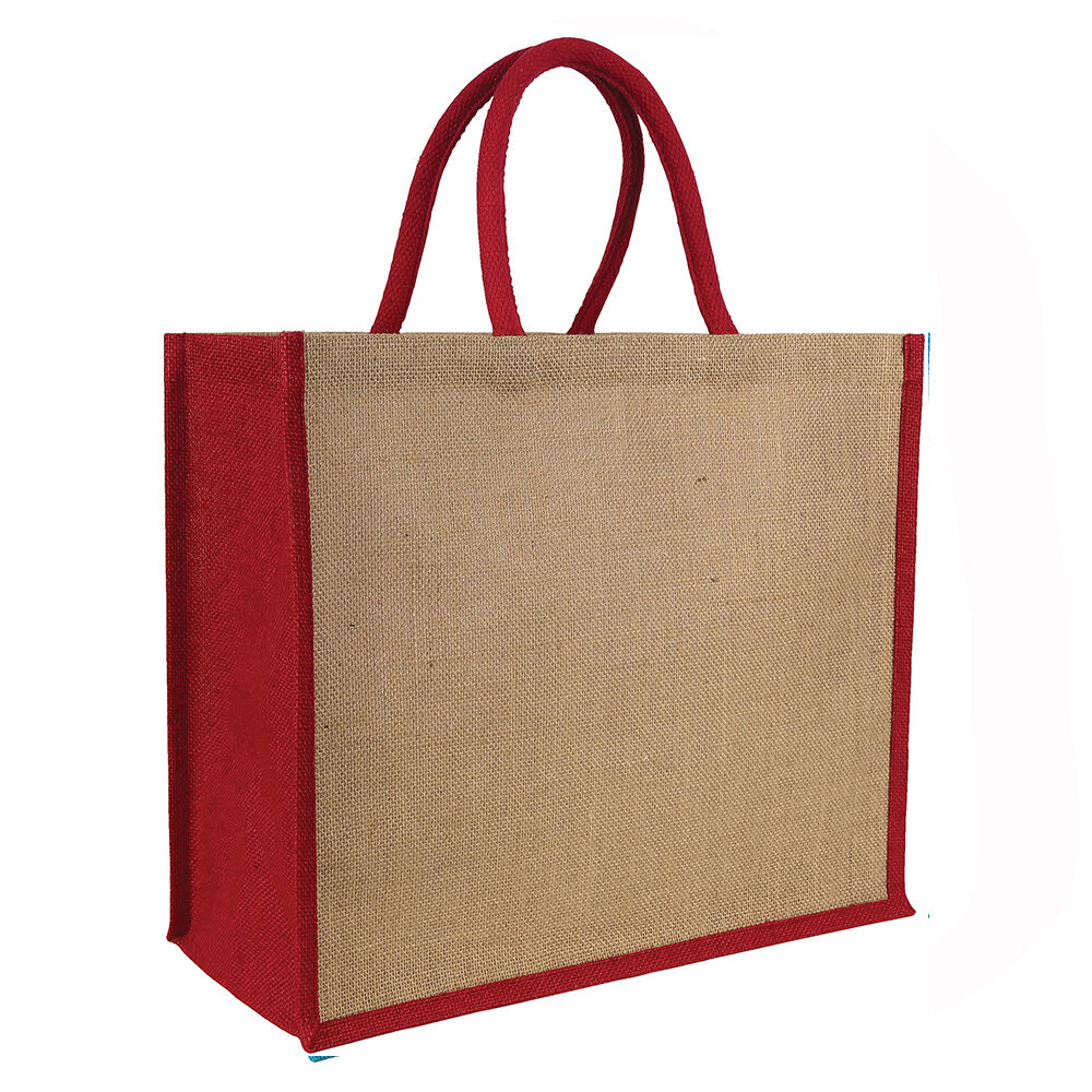 Laminated Jute Tote Bag Red