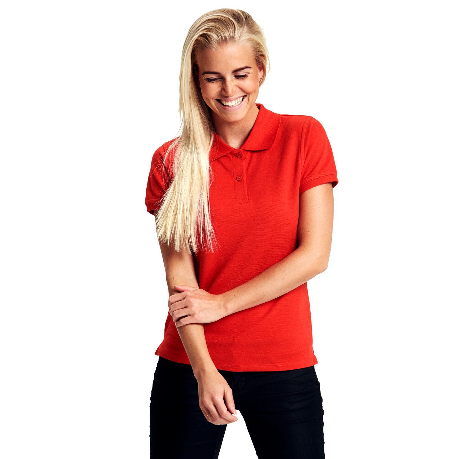 Neutral Organic Red Ladies Polo shirt