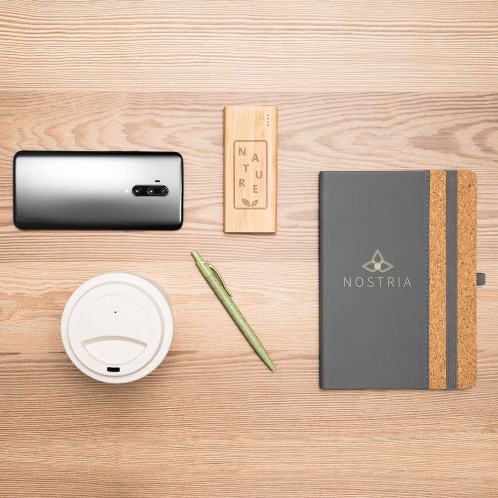 A5 Notebook with PU and Cork Cover in Grey Colour
