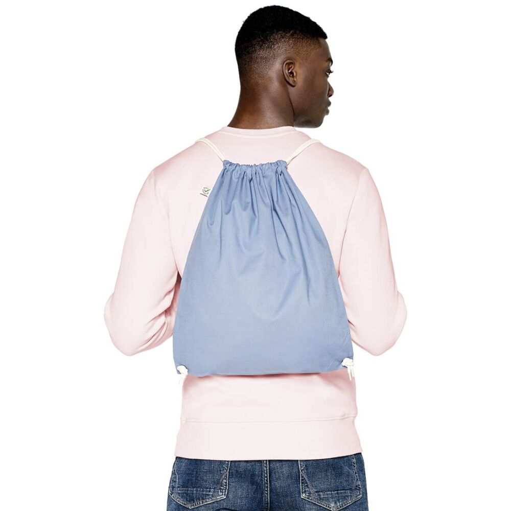 Earth Positive Organic Drawstring Bag - Denim Blue
