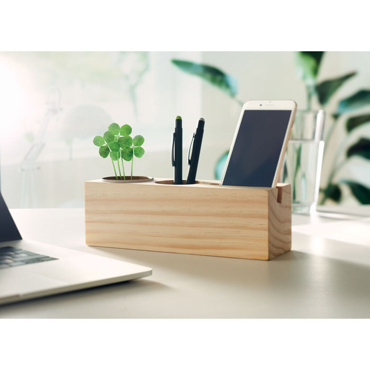  Wooden Desk Tidy & Plant Pot