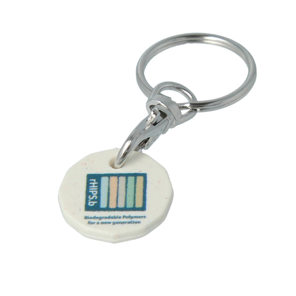 Recycled Plastic rHIPS Trolley Coin Keyring (tor colour)