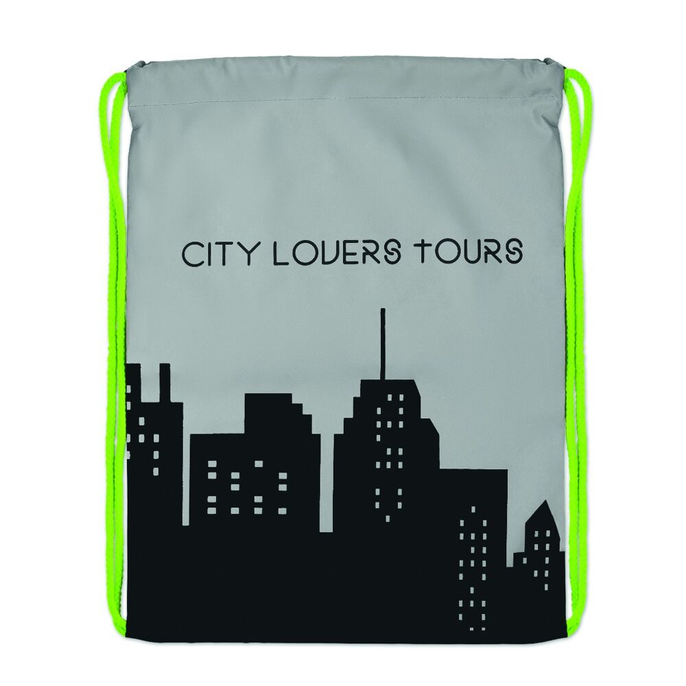 Reflective drawstring bag - Neon Green cords