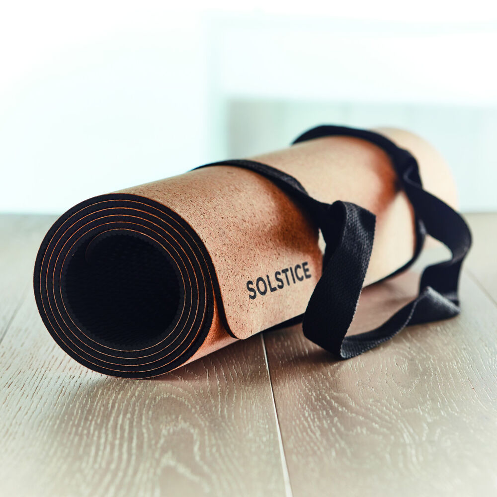 Yoga exercise mat made of cork material (sample branding)