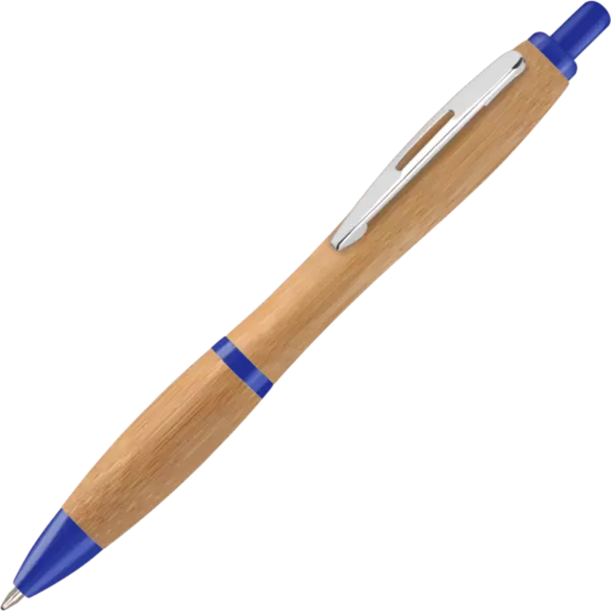 Curvy Sustainable Bamboo Pen Blue trim